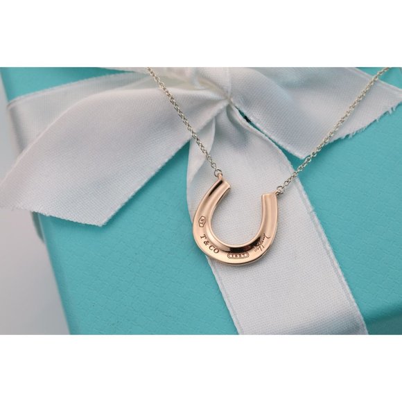 Tiffany & Co. Rubedo Gold Sterling Silver 1837 Horseshoe Pendant 18" Necklace - Picture 8 of 11